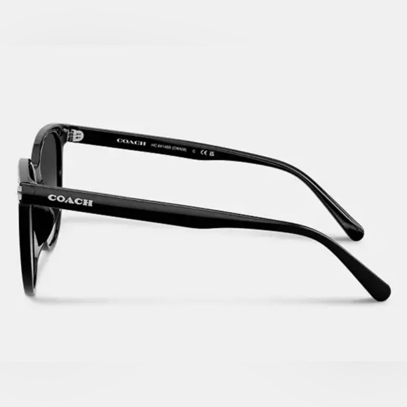 Coach Embedded C HC 8414BD 50023C Rounded Square Black Sunglasses New With Case - Picture 6 of 13